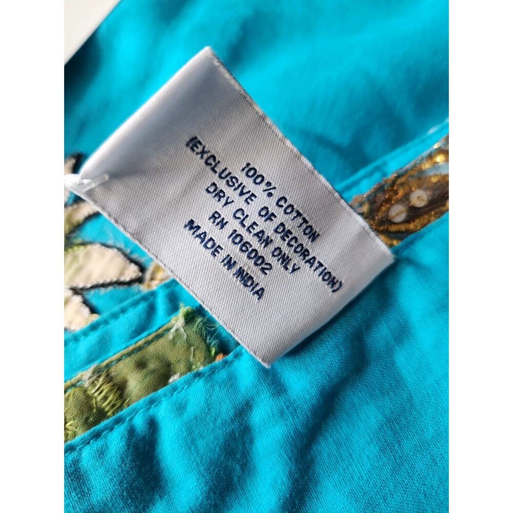NWT Artistic Accents Turquoise Floral Hand Stiched Appliqué Throw 51 X 61 In - Picture 6 of 6